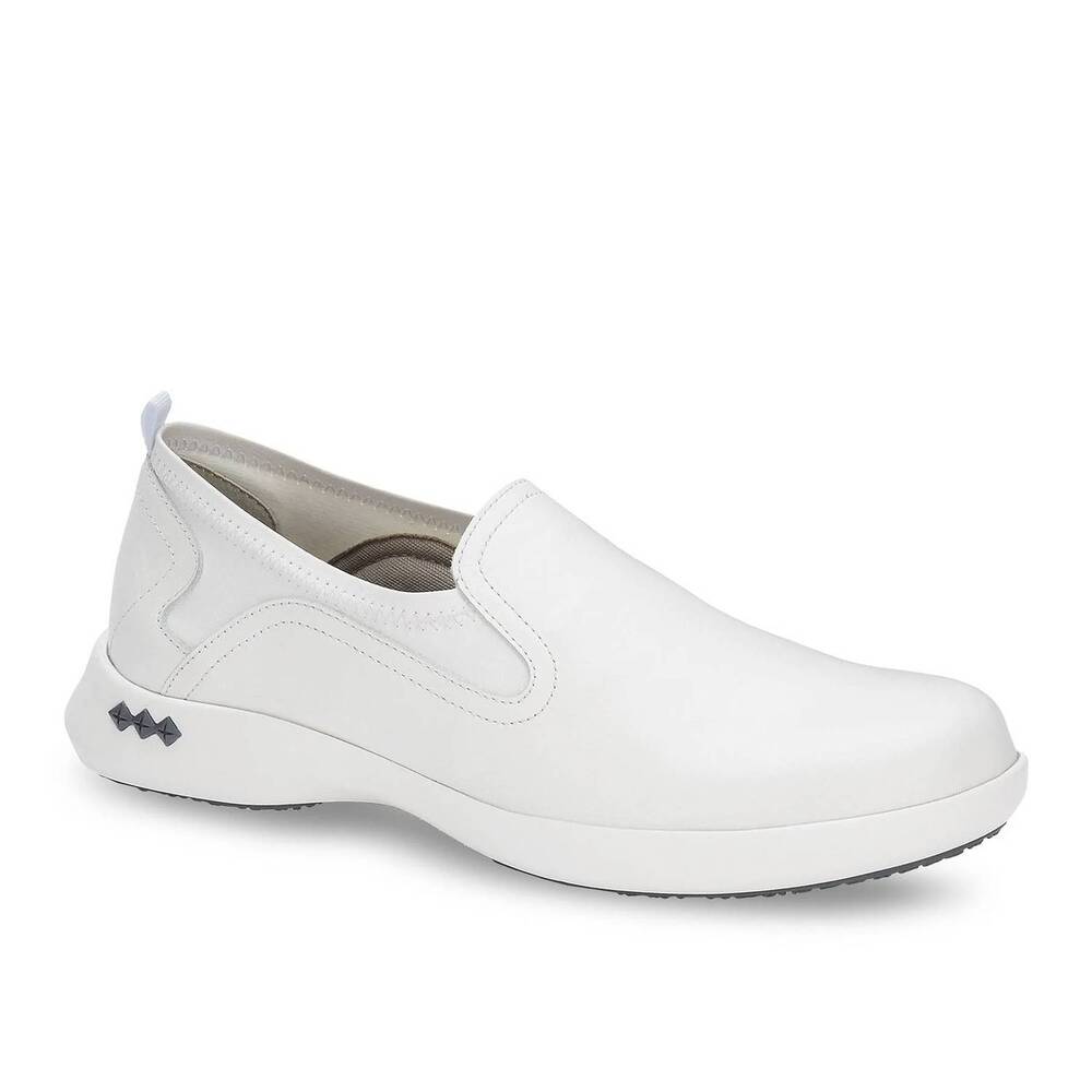 NEW ANDREA women's professional leather moccasins ultra comfort work shoes in wh